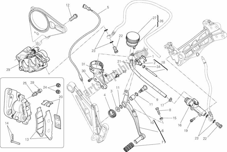 Toutes les pièces pour le Système De Freinage Arrière du Ducati Diavel Carbon Brasil 1200 2012